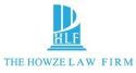 Blue logo featuring the letters "HLF" inside a column shape, with "THE HOWZE LAW FIRM" written below in capital blue letters.